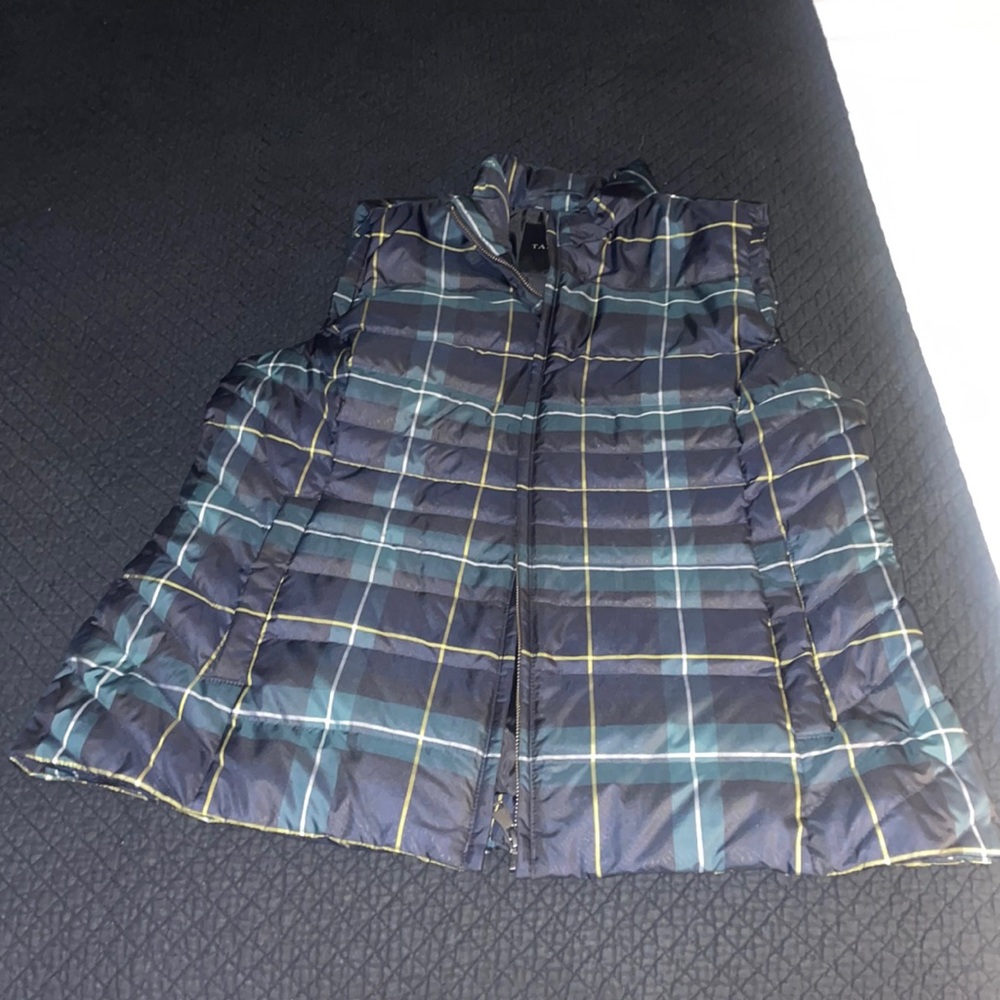 Talbots plaid puffer vest